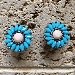 Aqua floral studs